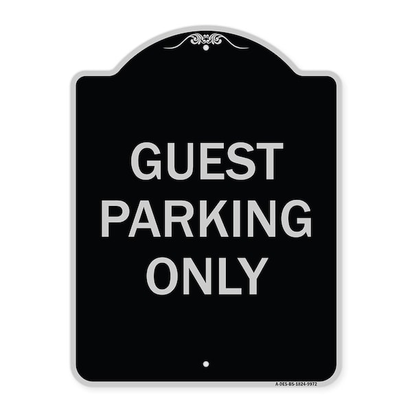 Signmission Designer Series-Guest Parking Only, Black & Silver Heavy-Gauge Aluminum, 24" x 18", BS-1824-9972 A-DES-BS-1824-9972 - main